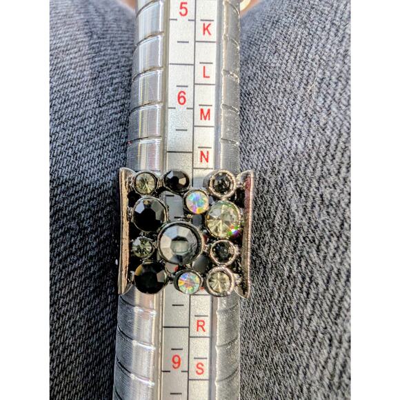Black Crystal Statement Ring Size 8 - Picture 8 of 8